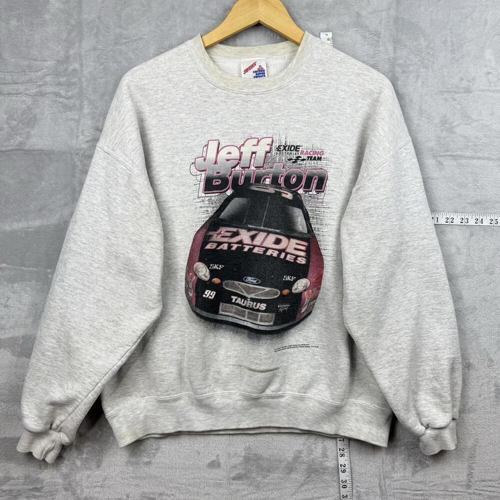Vintage Jeff Burton Exide Racing Sweatshirt XL NASCAR Ford Taurus 99 USA Made